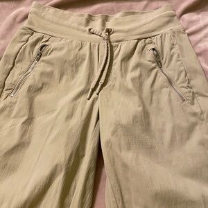 Athleta Khaki Pants with Drawstring and Zipper Pockets